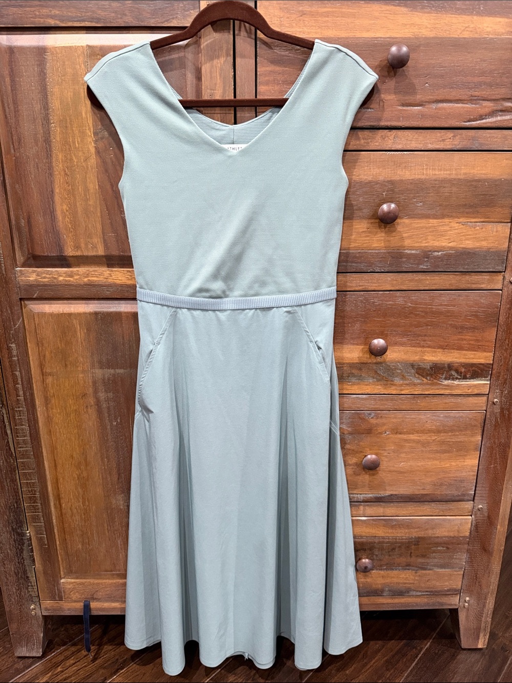 Athleta Sage Green V-Neck Midi Dress